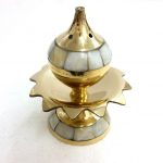 Brass LOTUS Mother of Pearl Incense Holder