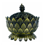 Brass Lotus Incense Charcoal Burner with Lid – Large