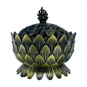 Brass Lotus Incense Charcoal Burner with Lid - Large