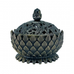 Brass Lotus Incense Charcoal Burner with Lid – Small